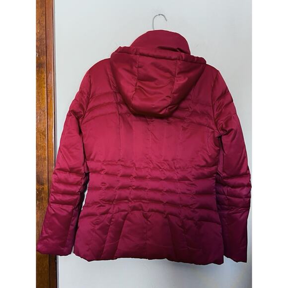CALVIN KLEIN CK GARNET RED HOODED DOWN QUILTED PUFFER JACKET COAT SIZE S / SMALL - Picture 2 of 5